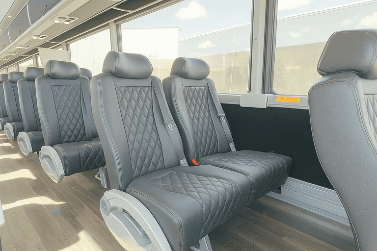 interior of Charter Bus Rental Orange charter bus